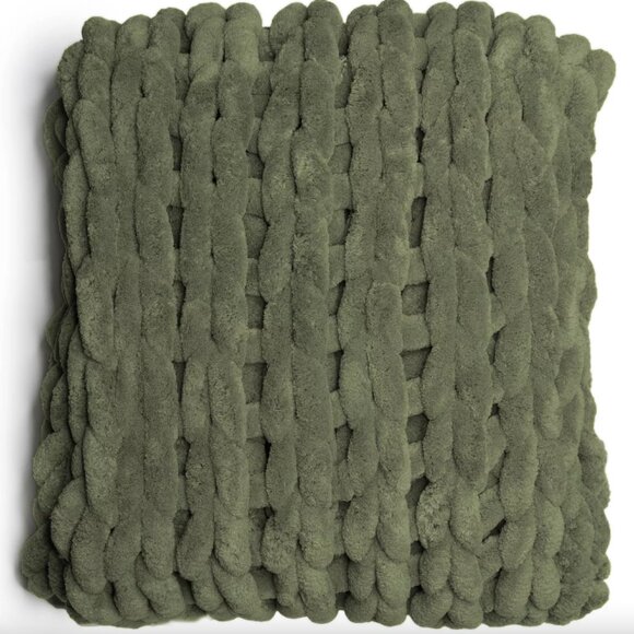 Chenille Chunky Throw Blanket (olive green) - Picture 1 of 2